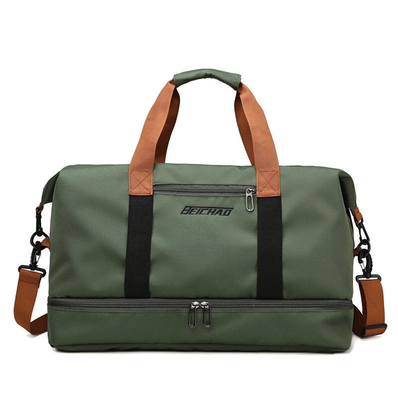 Men’s Waterproof Travel Duffel Bag with Shoe Compartment