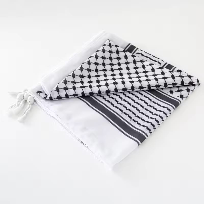 Traditional Palestinian Keffiyeh Scarf – Classic Black & White Shemagh for Men and Women